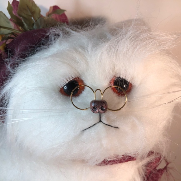 14” Angora Cat Figure/Doorstop Fluffy soft sculpture Custom Made - Picture 2 of 16